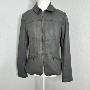 NWOT WHBM Gray Moto Jacket Womens Zip Up‎ Size 6